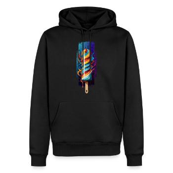 Spiral Sweetness: Rainbow Lollipop - Men’s Premium Organic Hoodie - black - Front - Nico (187cm)