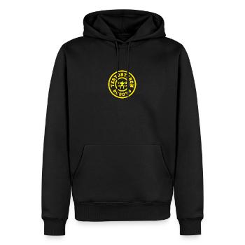 Testosteron Buddys Fitness Bodybuilding Workout - Männer Premium Bio Hoodie - Schwarz - Vorne - Nico (187cm)