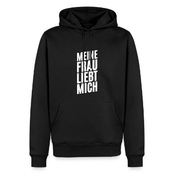 Meine Frau Liebt Mich - Männer Premium Bio Hoodie - Schwarz - Vorne - Nico (187cm)