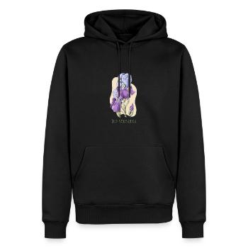 Dessin botanique de l’iris - Sweat à capuche Premium bio Homme - noir - Devant - Nico (187cm)