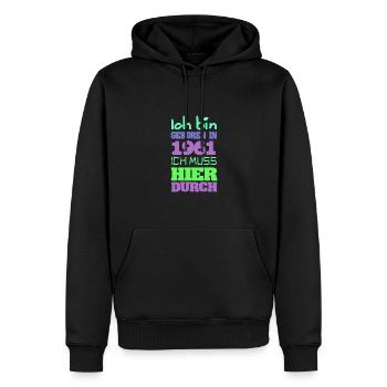 geboren 1961 - Männer Premium Bio Hoodie - Schwarz - Vorne - Nico (187cm)