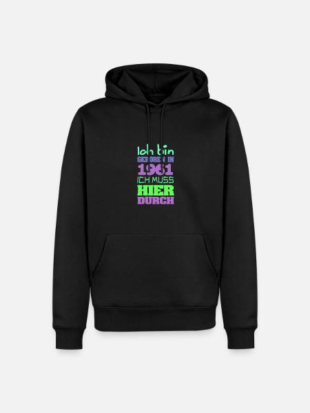 geboren 1961 - Männer Premium Bio Hoodie - Schwarz