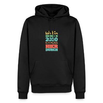 2030 - Männer Premium Bio Hoodie - Schwarz - Vorne - Nico (187cm)
