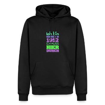 1952 - Sweat à capuche Premium bio Homme - noir - Devant - Nico (187cm)