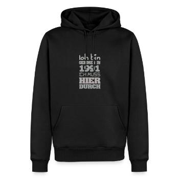 en 1991 - Sweat à capuche Premium bio Homme - noir - Devant - Nico (187cm)