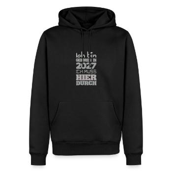 2027 - Men’s Premium Organic Hoodie - black - Front - Nico (187cm)