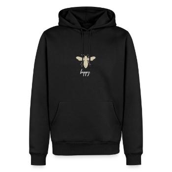 Beige Bee Happy Biene Be Happy - Männer Premium Bio Hoodie - Schwarz - Vorne - Nico (187cm)