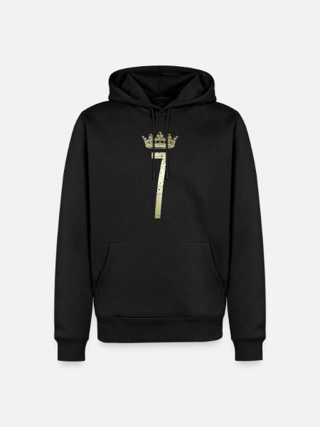7 Nummer Krone - Männer Premium Bio Hoodie - Schwarz