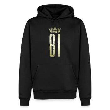 81 Nummer Krone - Männer Premium Bio Hoodie - Schwarz - Vorne - Nico (187cm)