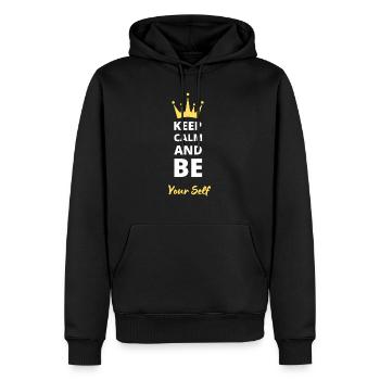 Bewahre Ruhe und dein Selbst - Männer Premium Bio Hoodie - Schwarz - Vorne - Nico (187cm)
