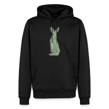"Hase", Boho Line Art Design, Serie „Woods“ - Männer Premium Bio Hoodie - Schwarz - Vorne - Nico (187cm)