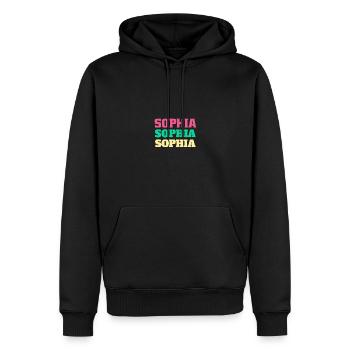 Sophia Cadeaux d’anniversaire Nom Prénom - Sweat à capuche Premium bio Homme - noir - Devant - Nico (187cm)