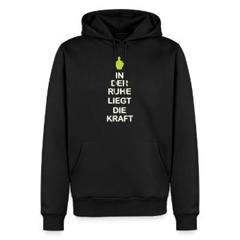 In der Ruhe liegt die Kraft - Yoga - Männer Premium Bio Hoodie - Schwarz - Vorne - Nico (187cm)