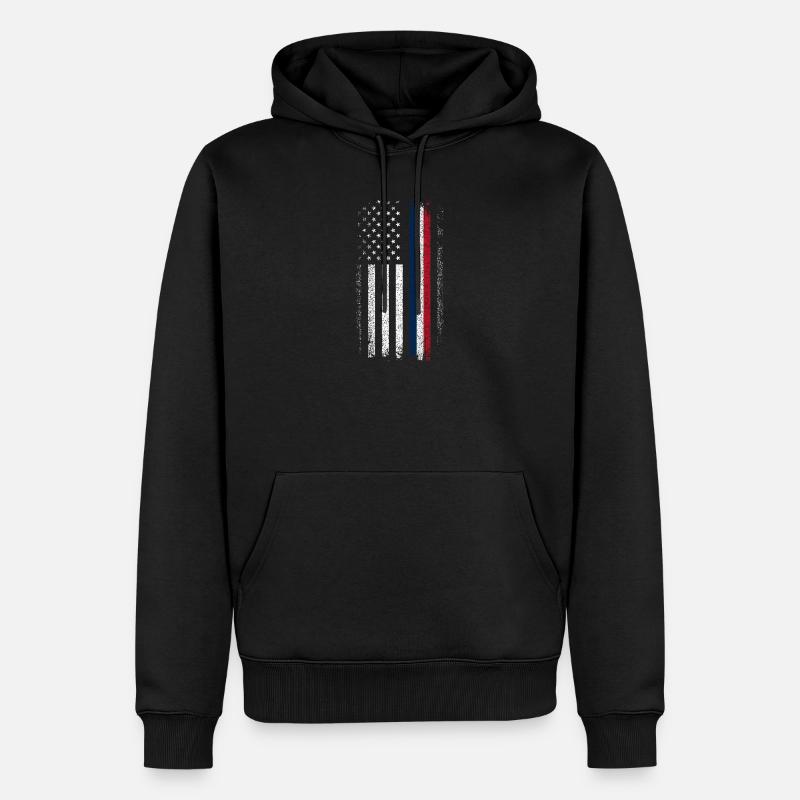 Drapeau en difficulté : Ligne bleue-rouge - Sweat à capuche Premium bio Homme - noir