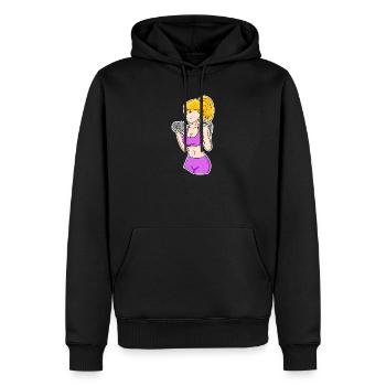 Fitness Frau Hanteln - Männer Premium Bio Hoodie - Schwarz - Vorne - Nico (187cm)