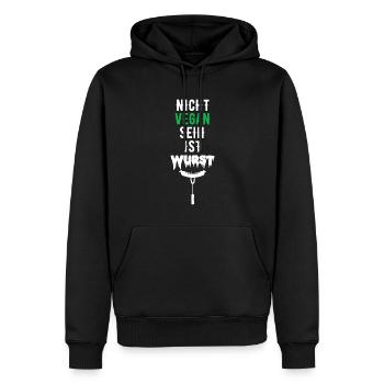 nicht vegans sein ist Wurst Geschenk - Männer Premium Bio Hoodie - Schwarz - Vorne - Nico (187cm)