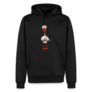 Cigogne de grossesse rétro grunge vintage - Sweat à capuche Premium bio Homme - noir - Devant - Nico (187cm)