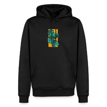 Ostthüringen Merch - Gera in Blöcken - Männer Premium Bio Hoodie - Schwarz - Vorne - Nico (187cm)