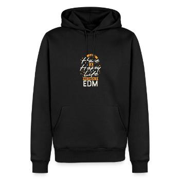 Ohne EDM kann man kein glückliches Leben führen - Männer Premium Bio Hoodie - Schwarz - Vorne - Nico (187cm)
