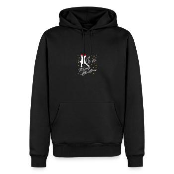 Boston Terrier avec chapeau de Père Noël et étoiles - Sweat à capuche Premium bio Homme - noir - Devant - Nico (187cm)