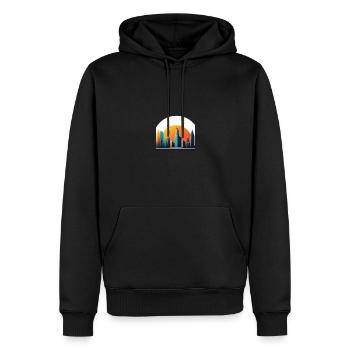 Logo Skyline - Männer Premium Bio Hoodie - Schwarz - Vorne - Nico (187cm)