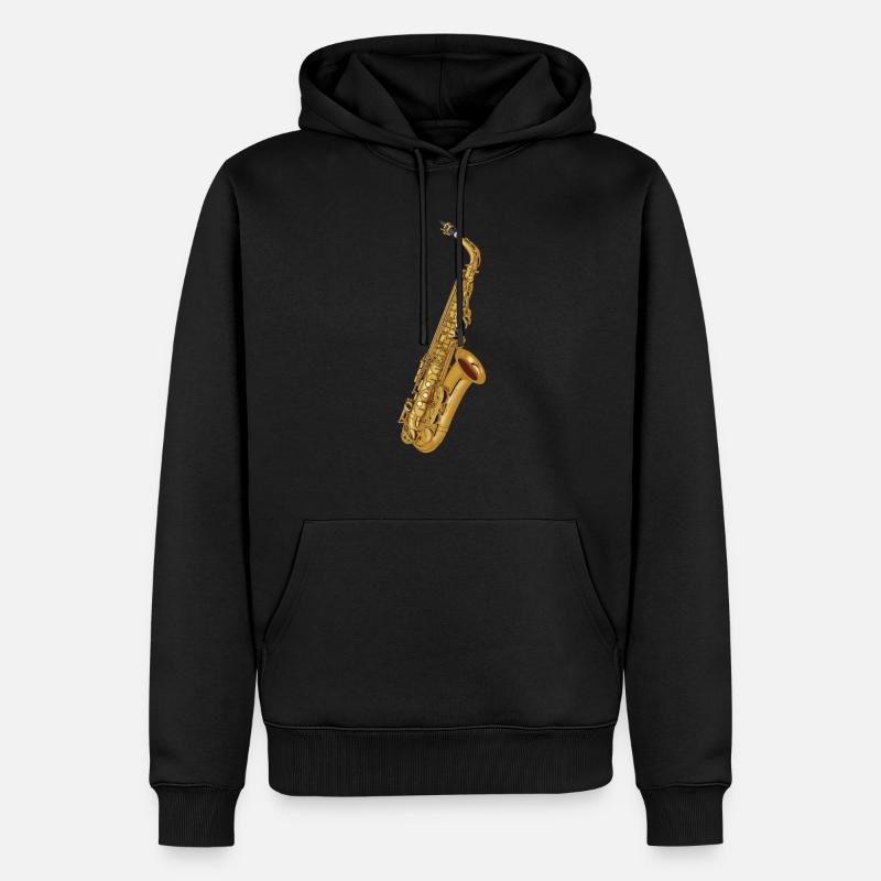 Saxophone en or - Sweat à capuche Premium bio Homme - noir