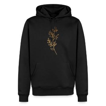 Gold Foliage Flora Line Art - Männer Premium Bio Hoodie - Schwarz - Vorne - Nico (187cm)