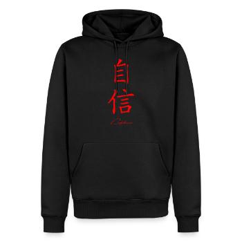 Confiance dans le japonais - Sweat à capuche Premium bio Homme - noir - Devant - Nico (187cm)