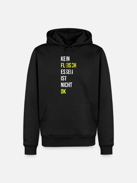 Fleisch essen Spruch - Männer Premium Bio Hoodie - Schwarz