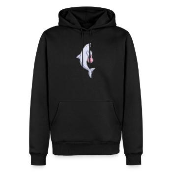 Delfin Bodybuilder Hantel Bodybuilding - Männer Premium Bio Hoodie - Schwarz - Vorne - Nico (187cm)