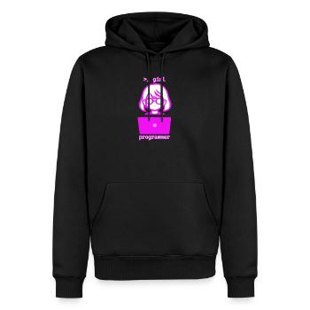 Frau mit Computer girl programmer - Männer Premium Bio Hoodie - Schwarz - Vorne - Nico (187cm)