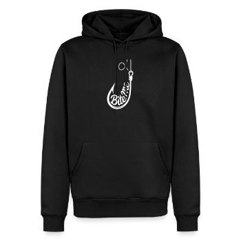 Bite Me Hook Grafik-Tee - Männer Premium Bio Hoodie - Schwarz - Vorne - Nico (187cm)