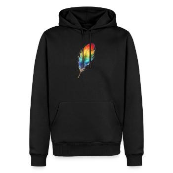 Colorful Feather Rainbow Boho Design - Men’s Premium Organic Hoodie - black - Front - Nico (187cm)
