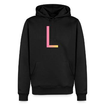 L - Men’s Premium Organic Hoodie - black - Front - Nico (187cm)