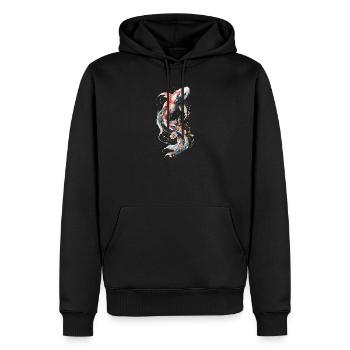 Florale Mechanische Koi - Männer Premium Bio Hoodie - Schwarz - Vorne - Nico (187cm)