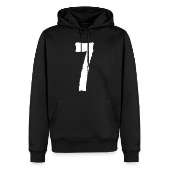 Numéro 7 ! - Sweat à capuche Premium bio Homme - noir - Devant - Nico (187cm)