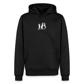 für männer, 18 metallischer farbverlauf - Männer Premium Bio Hoodie - Schwarz - Vorne - Nico (187cm)