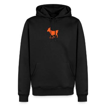 Ziege G.O.A.T. orange - Männer Premium Bio Hoodie - Schwarz - Vorne - Nico (187cm)