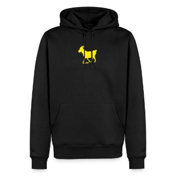 Ziege GOAT gelb - Männer Premium Bio Hoodie - Schwarz - Vorne - Nico (187cm)