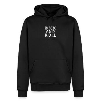 Conception typographique dynamique rock and roll - Sweat à capuche Premium bio Homme - noir - Devant - Nico (187cm)