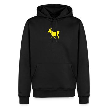 Ziege GOAT Sündenbock gelb - Männer Premium Bio Hoodie - Schwarz - Vorne - Nico (187cm)