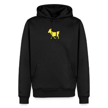 G.O.A.T Ziege gelb - Männer Premium Bio Hoodie - Schwarz - Vorne - Nico (187cm)