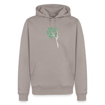 Santé mentale Drôle de cœur de papillon vert - Sweat à capuche Premium bio Homme - taupe - Devant - Nico (187cm)