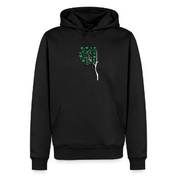 Santé mentale Drôle de cœur de papillon vert - Sweat à capuche Premium bio Homme - noir - Devant - Nico (187cm)