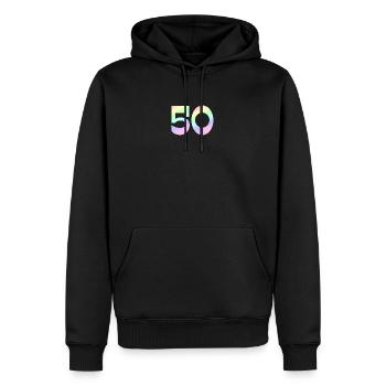 geburtstagsshirt, 50 pastell Verlauf - Männer Premium Bio Hoodie - Schwarz - Vorne - Nico (187cm)