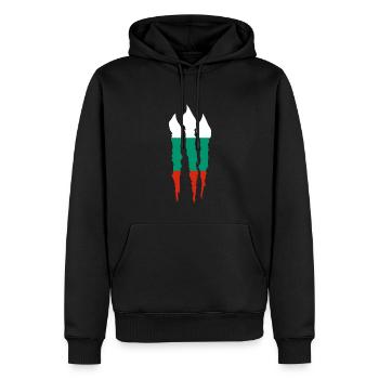 Drapeau bulgare Drapeau bulgare Sables d’or - Sweat à capuche Premium bio Homme - noir - Devant - Nico (187cm)