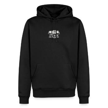 Appareil photo rétro - Sweat à capuche Premium bio Homme - noir - Devant - Nico (187cm)