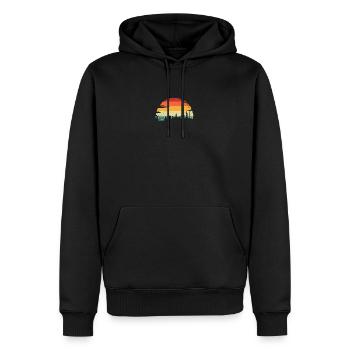 Retro Sunset Skyline Cityscape - Men’s Premium Organic Hoodie - black - Front - Nico (187cm)