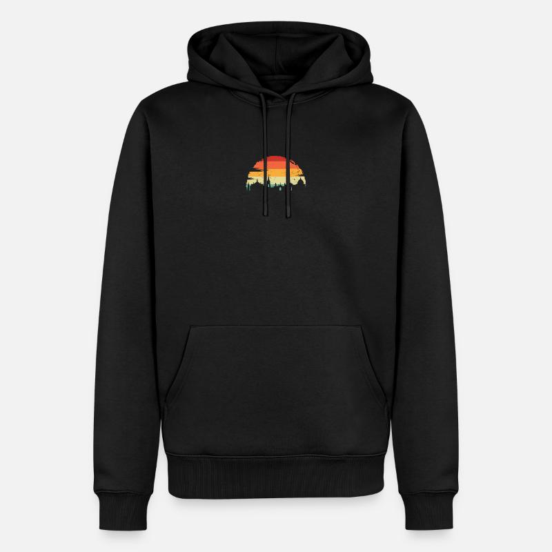 Silhouette d’horizon du coucher de soleil - Sweat à capuche Premium bio Homme - noir