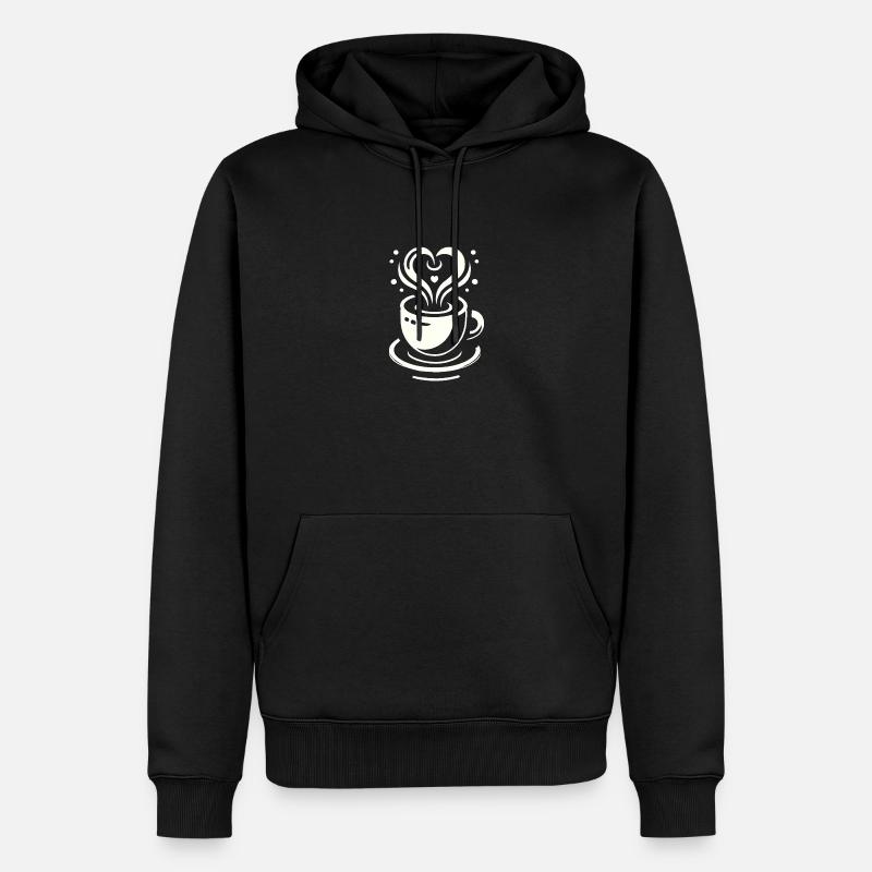 Kaffeeliebe - Männer Premium Bio Hoodie - Schwarz